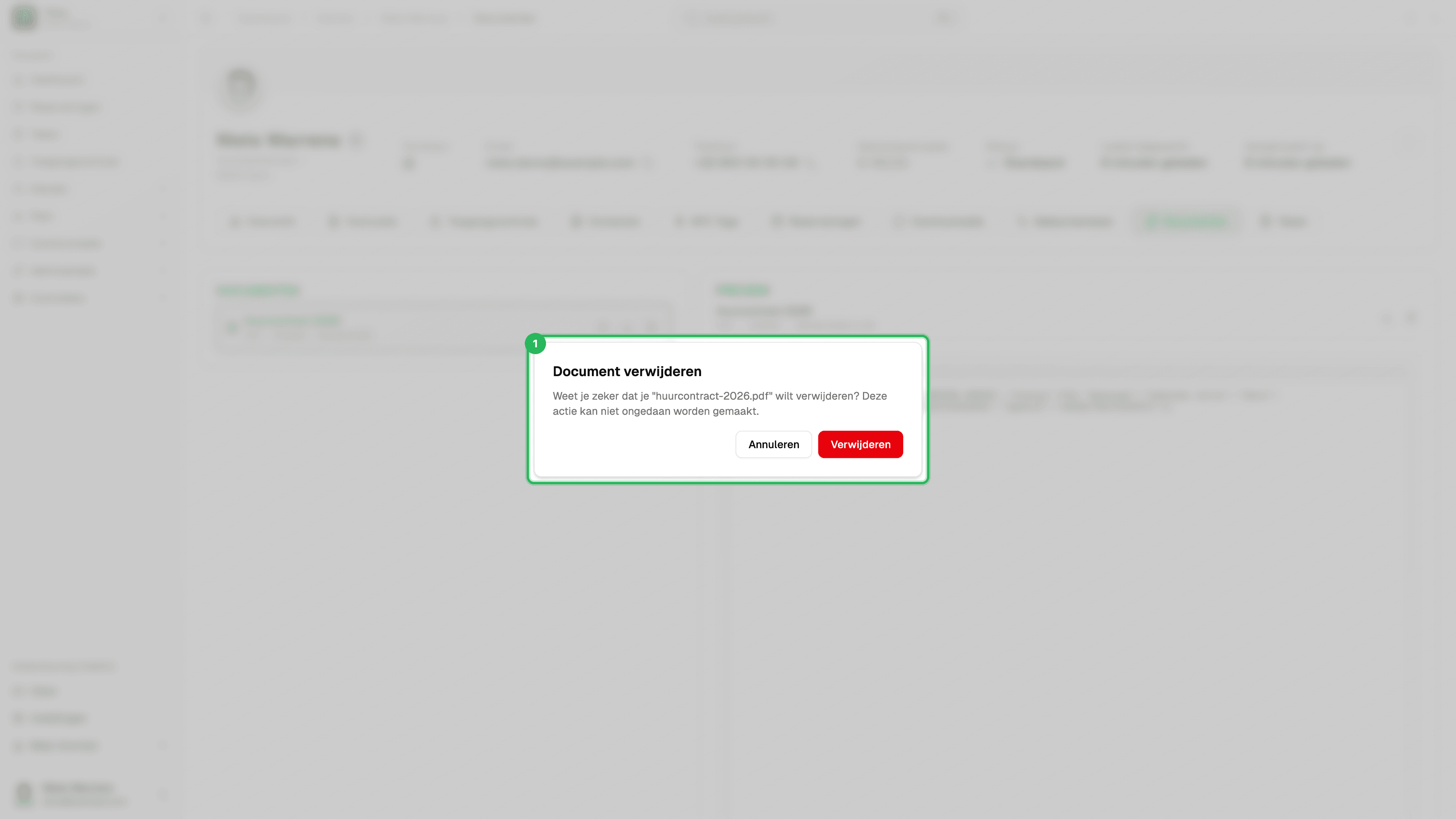Bevestigingsdialoog document verwijderen
