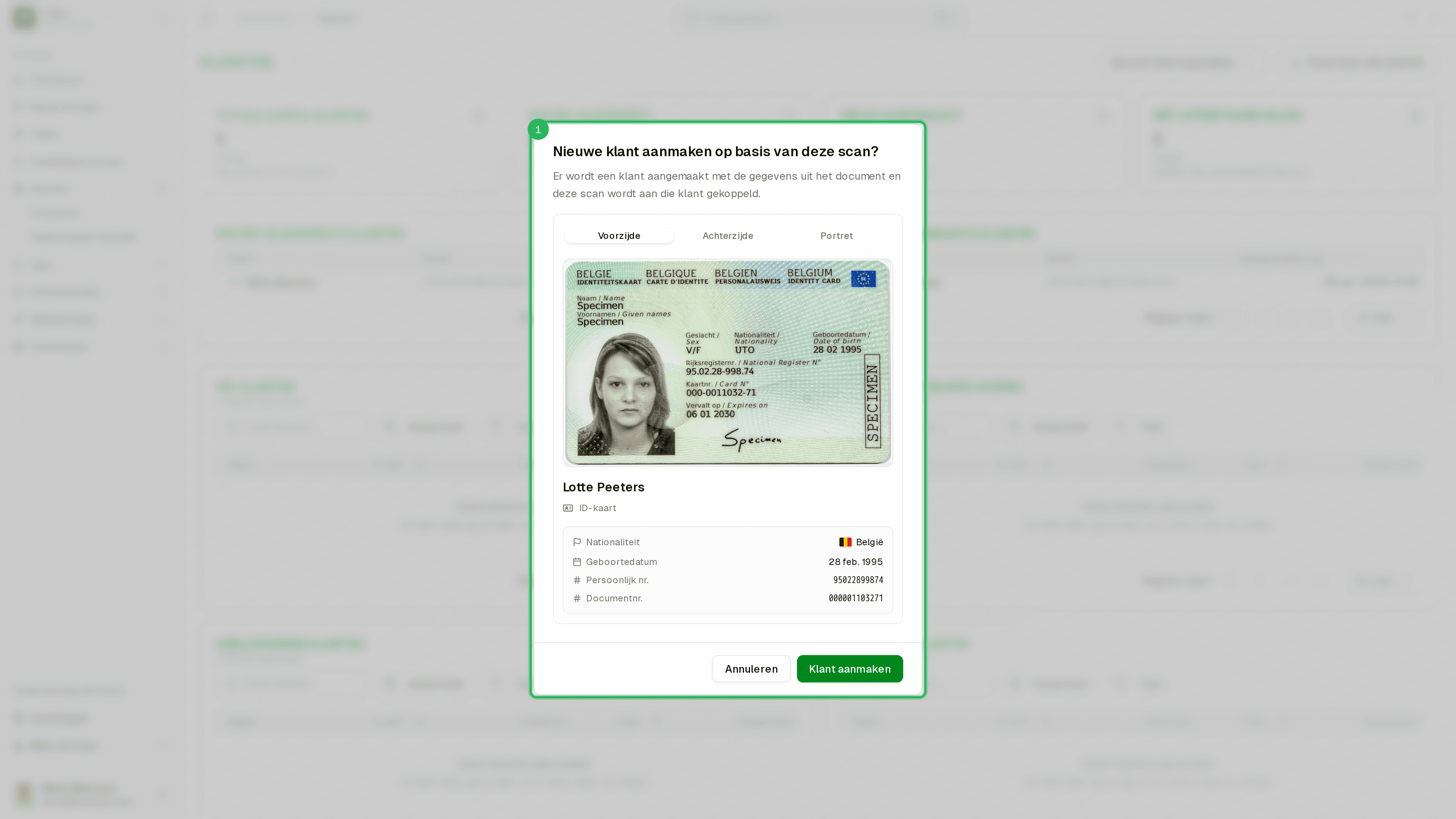 Bevestiging na keuze openstaande ID-scan