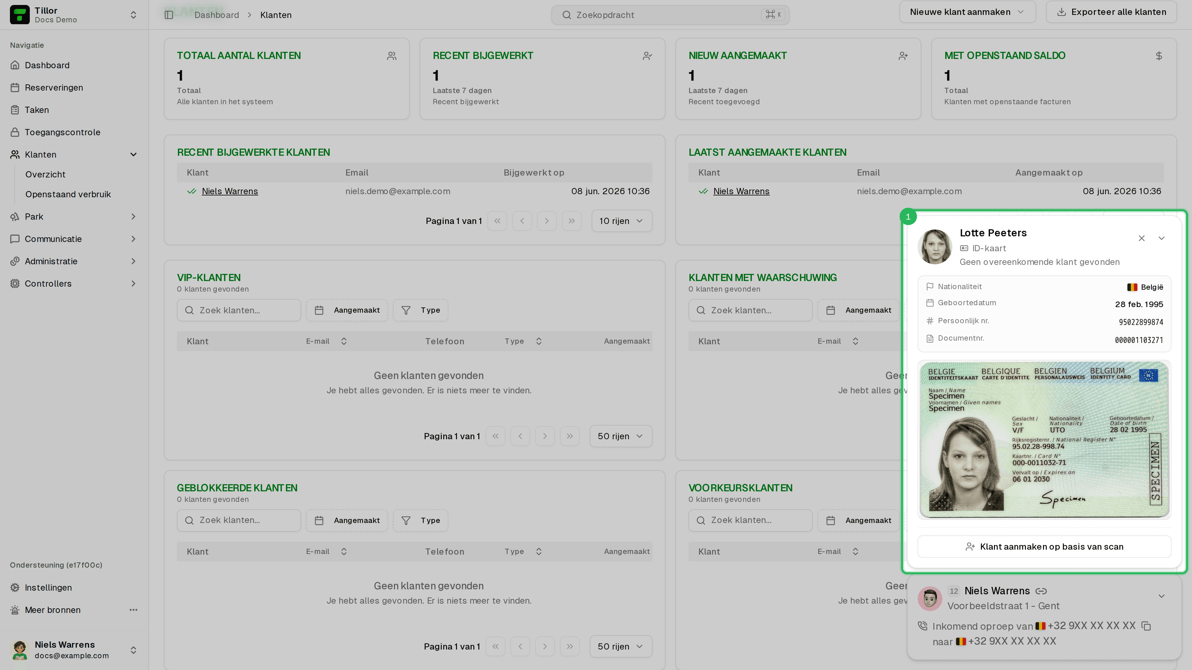 Activity dock - openstaande ID-scan