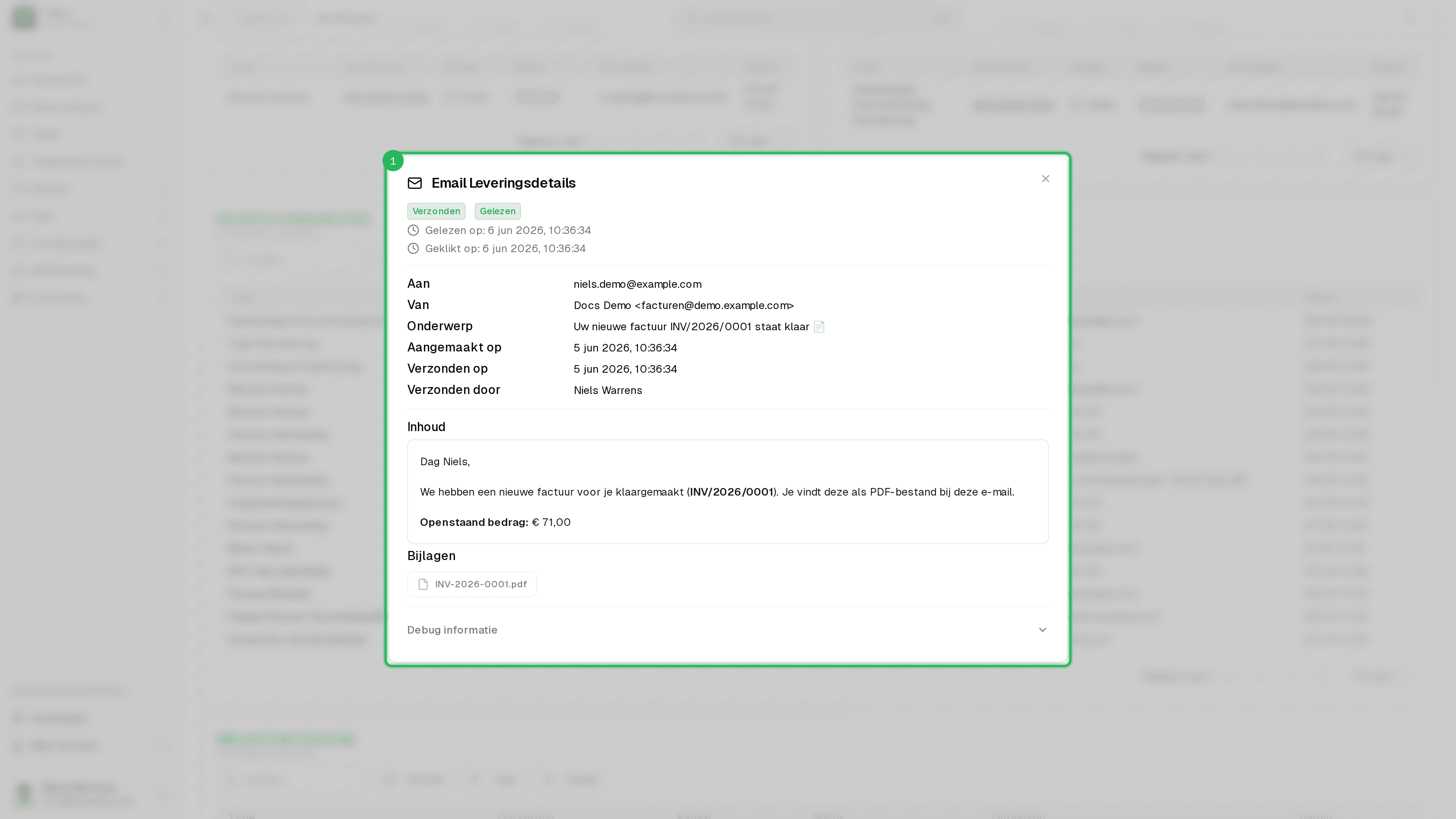 E-mail leveringsdetails — Nieuwe Factuur INV/2026/0001