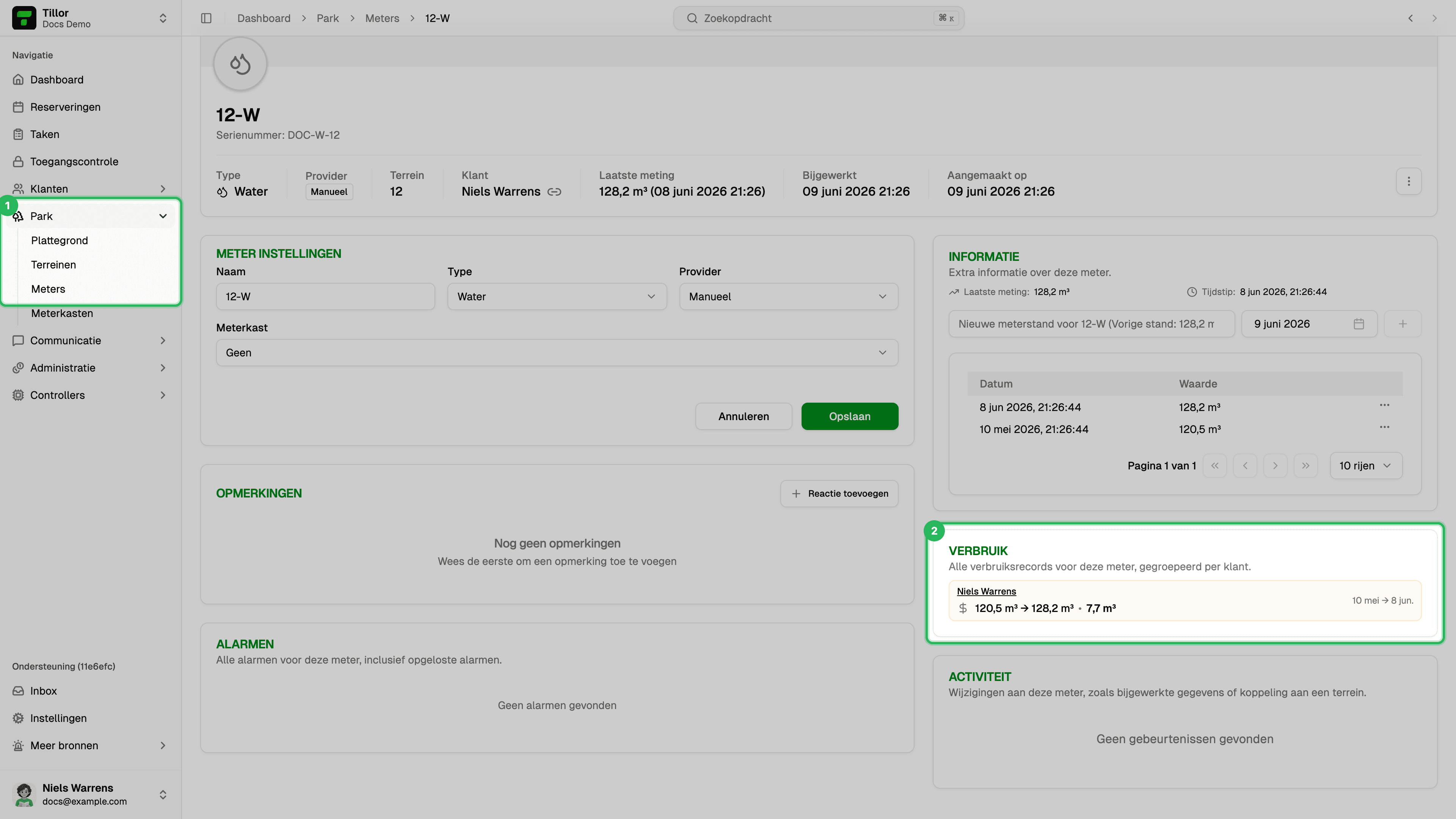 Meterdetail met verbruikssectie