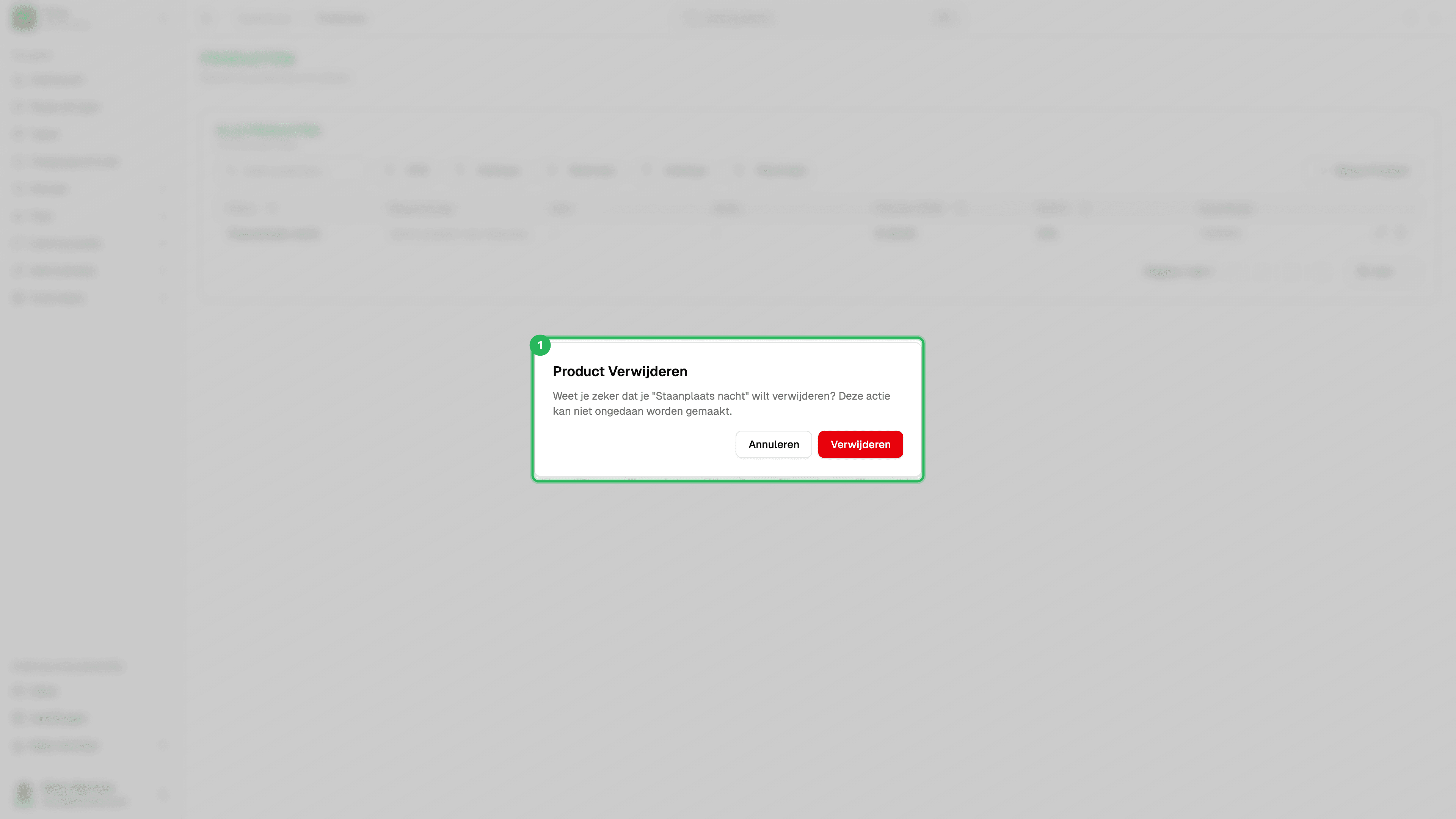 Bevestigingsdialoog product verwijderen